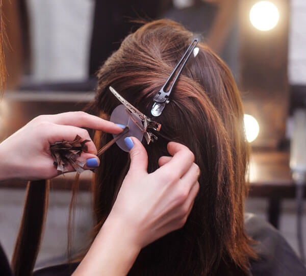 woman with hair extensions