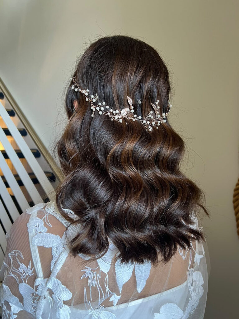 bride with her hair and makeup done