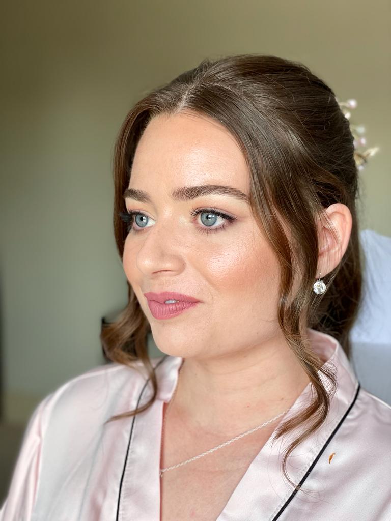front view of the bride's wedding hair and makeup