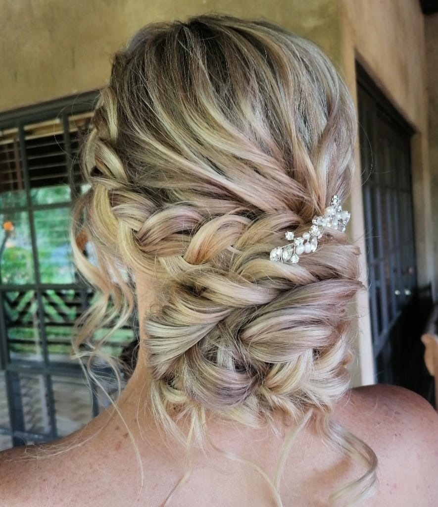 braided hair design for the bride