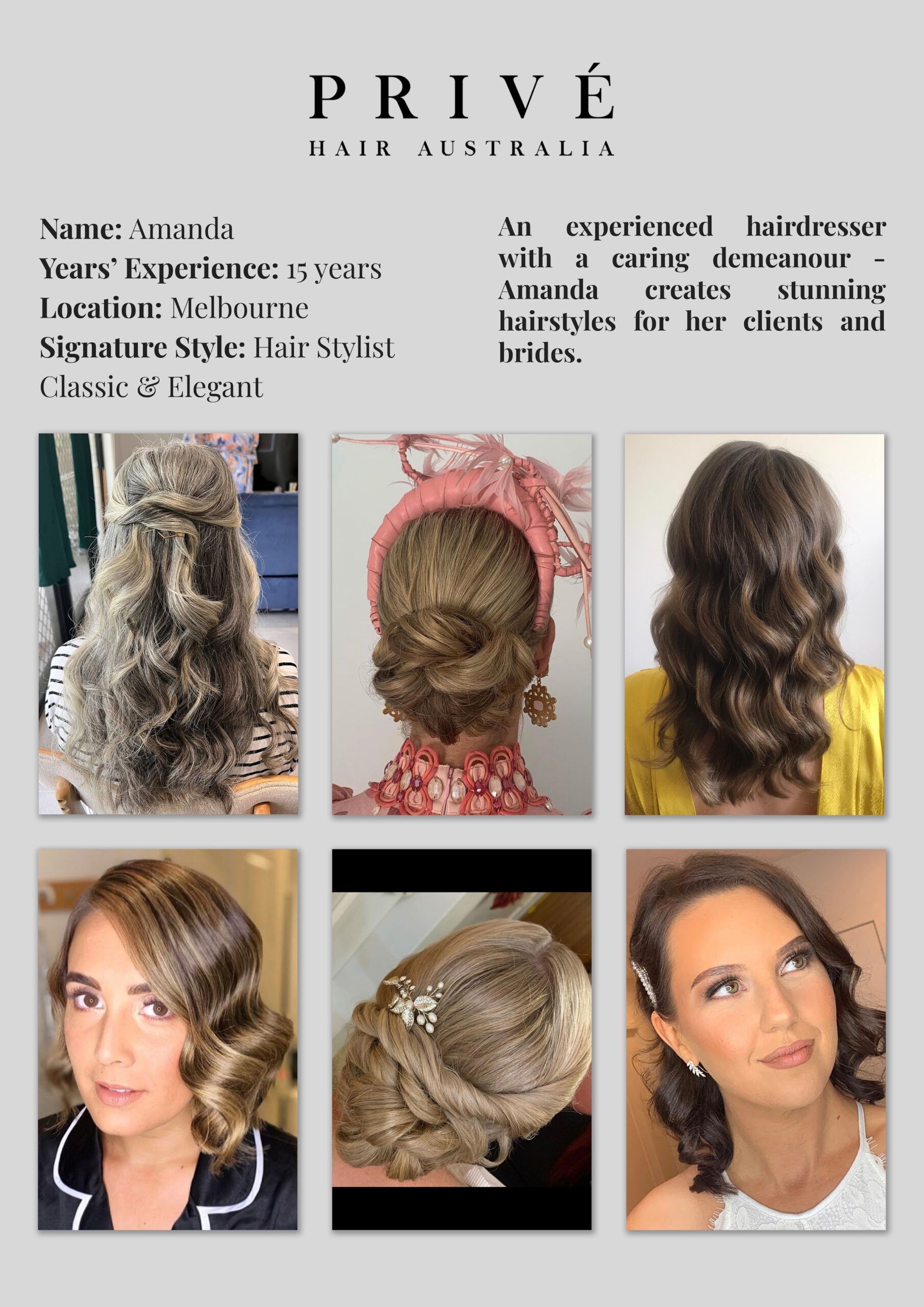 Privé Mobile Hair & Makeup Artist Portfolio Amanda in Melbourne