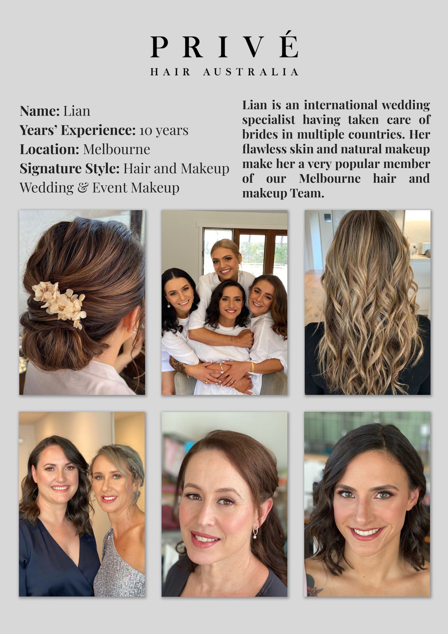 Privé Mobile Hair & Makeup Artist Portfolio Lian in Melbourne