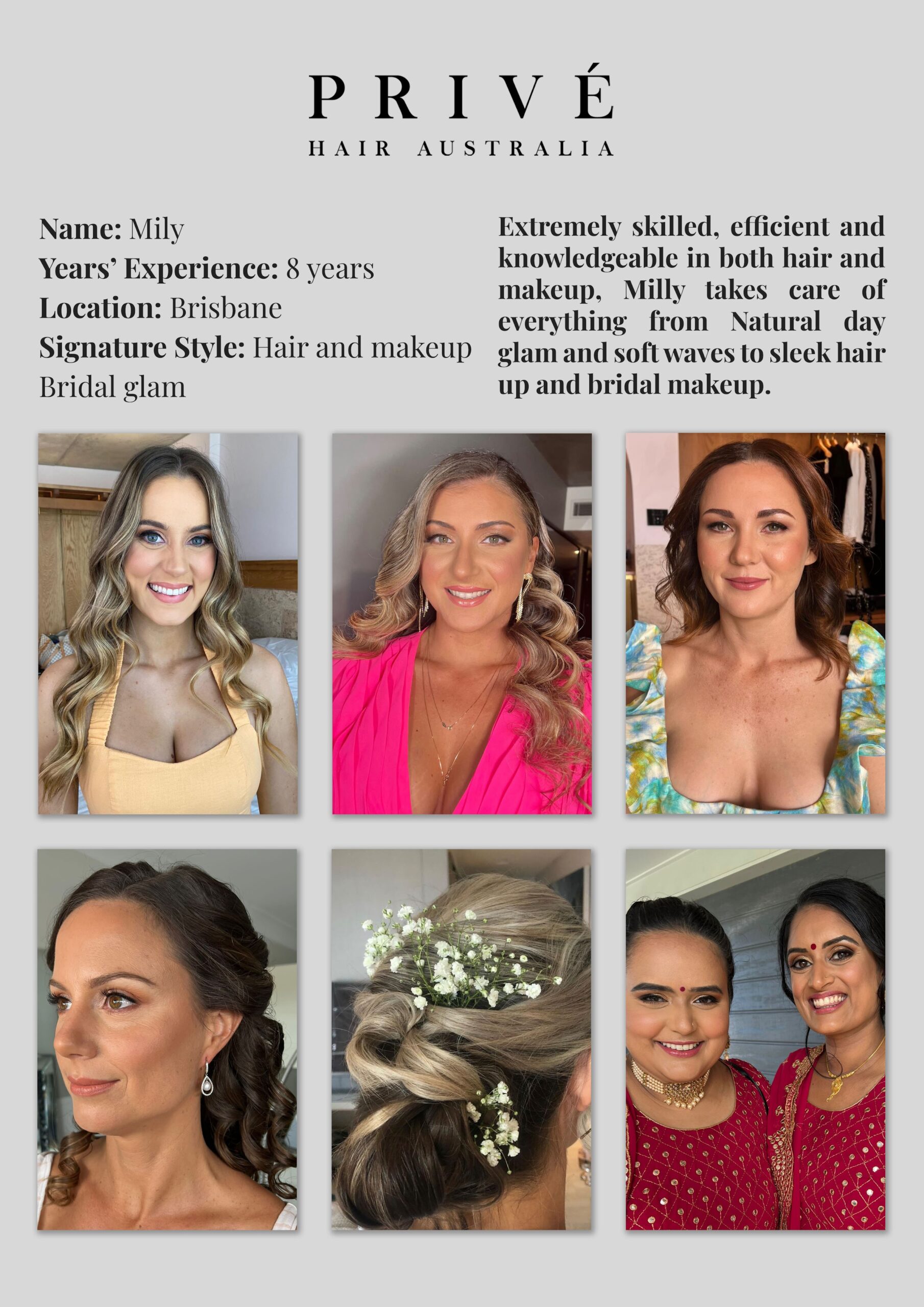 Privé Mobile Hair & Makeup Artist Portfolio Mily in Brisbane