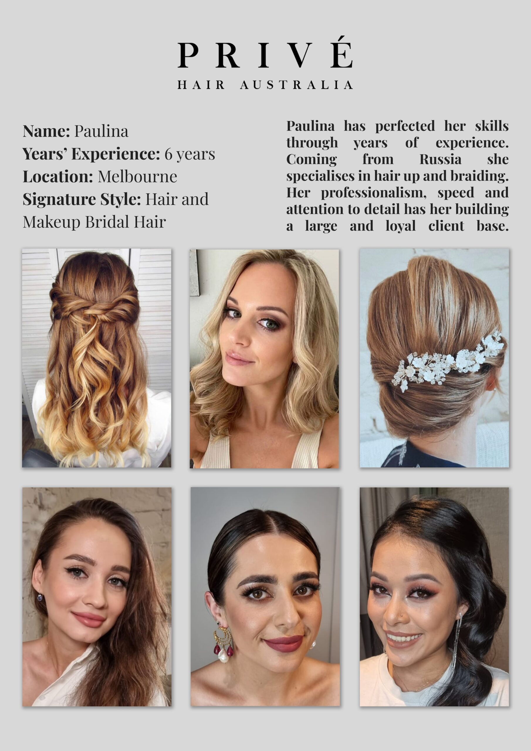 Privé Mobile Hair & Makeup Artist Portfolio Paulina in Melbourne