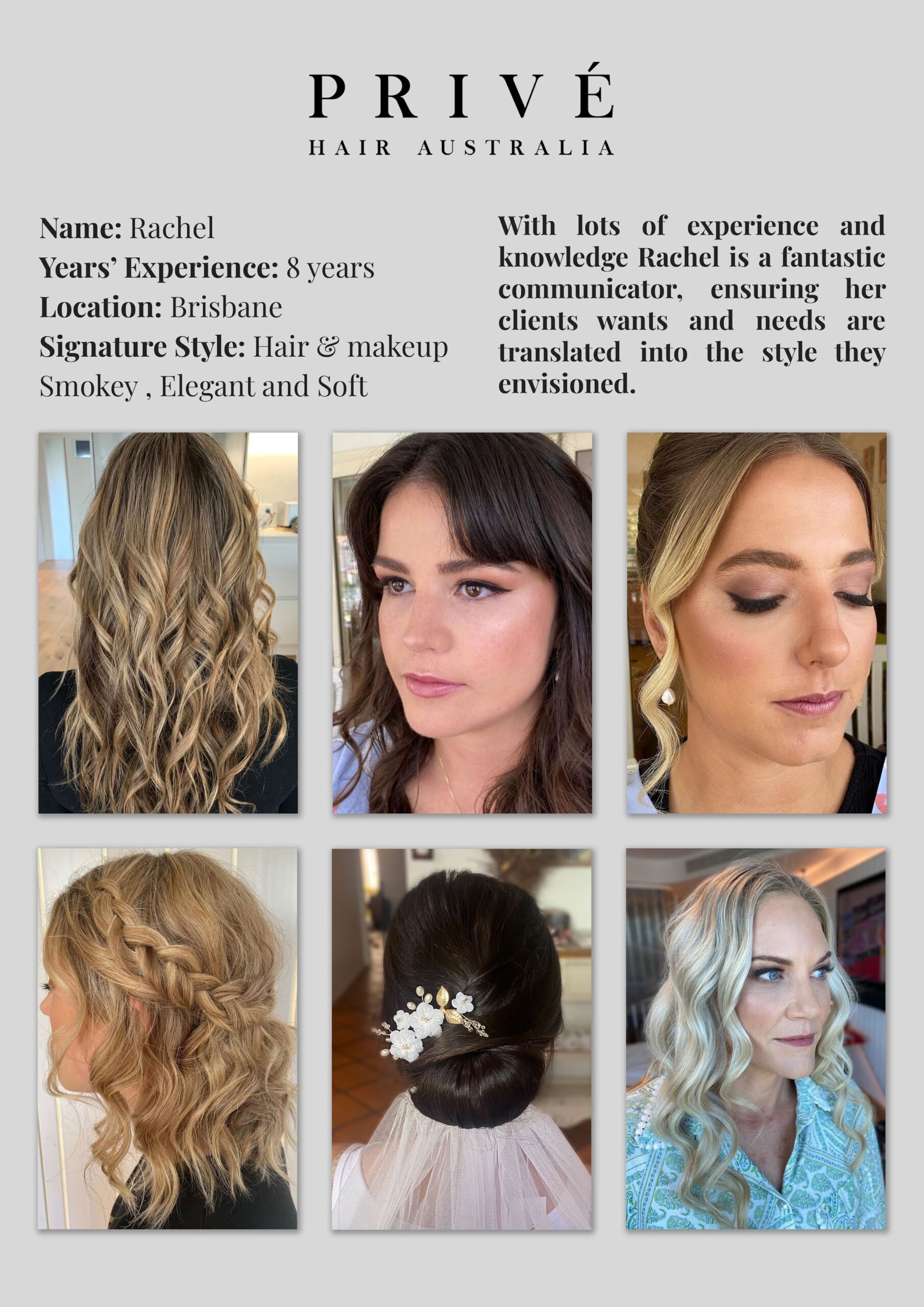 Privé Mobile Hair & Makeup Artist Portfolio Rachel in Brisbane
