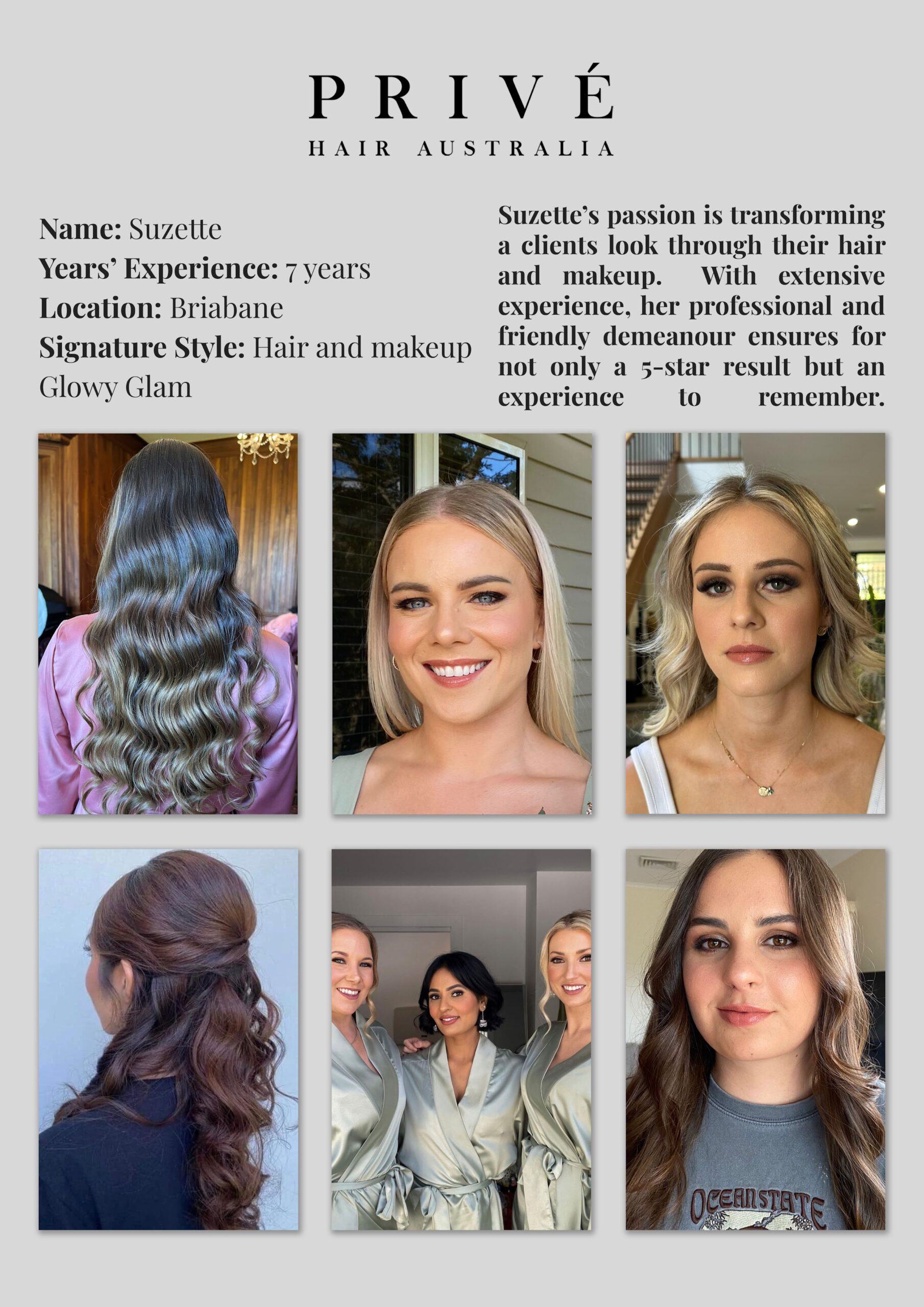 Privé Mobile Hair & Makeup Artist Portfolio Suzette in Brisbane